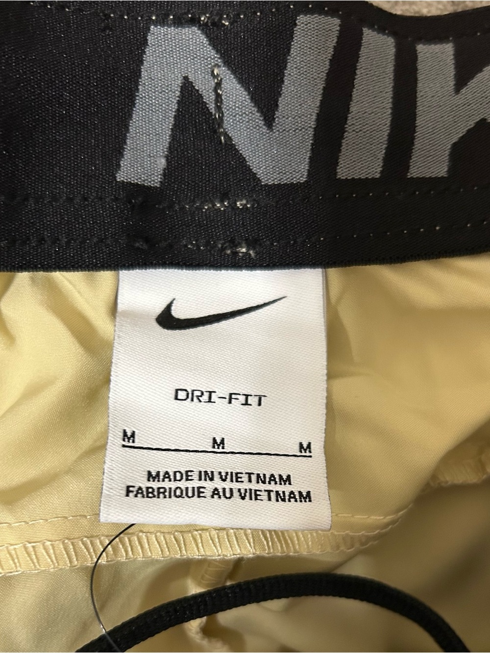 Nike Yellow Athletic Training Shorts with Black Drawstring - Picture 2 of 7